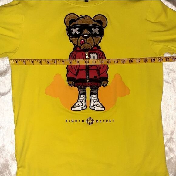 8ighth Dstrkt Tee Shirt Bear Hoodie Zipper Size XL Yellow - Picture 5 of 8